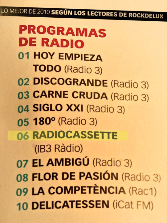 Els millors programes de ràdio del 2010 segons els lectors de la Rockdelux