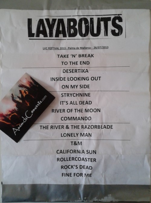 Setlist Layabouts al LVCfest_26jul13