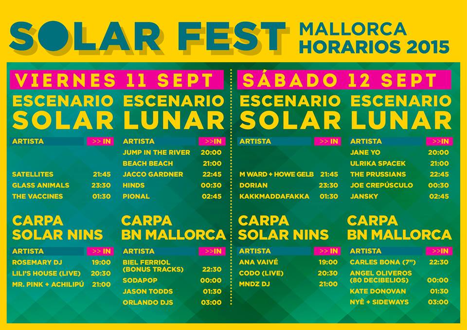 HORARIS SOLAR FEST 2015