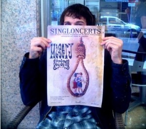 Tomeu Coll amb el póster promocional del proper SINGLONCERTS